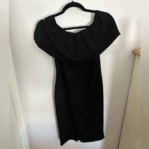 Prettylittlething Black Off the Shoulder Dress